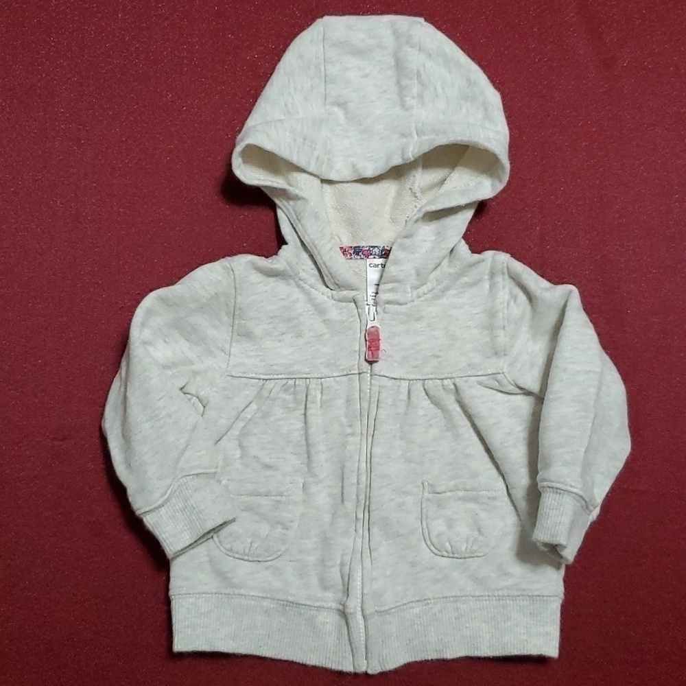 Carter's Infant Girl's Light Grey Zip-Up Hoodie Size 6 Months